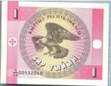 1642 BANCNOTA - KYRGYZSTAN - 1 TYIYN - anul (1993) -SERIA 00532049 -starea care se vede