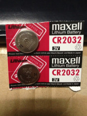 2 Doua Noi Sigilate Baterii de Ceas sau Telecomanda Masina / Calculator 3V CR 2032 Maxell Japan Lithium Premium foto