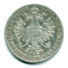 AUSTRIA 1 FLORIN 1859 A VF+++ ARGINT