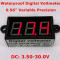 Voltmetru digital rosu, 3.5-30 V, waterproof, 3 digit, 2 fire, rezistent la apa