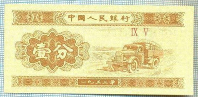 1609 BANCNOTA - CHINA - 1 FEN - anul 1953 -SERIA IX V -starea care se vede foto