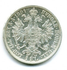 1 FLORIN 1891 XF AUNC ARGINT AUSTRIA foto