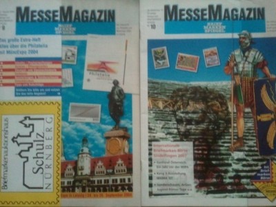 Lot reviste filatelice Messe Magazin Schulz Nurnberg - Germania, full color, 50 roni lotul, taxele postale gratuite foto