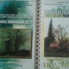 Lot cataloage (foarte voluminoase) Expozitia Filatelica Tematica Sadirea Arborilor '02 si Expozitia Filatelica Luna Padurii, 100 roni lotul, taxele 0
