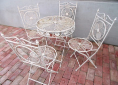 set masa cu patru scaune din fier forjat foto