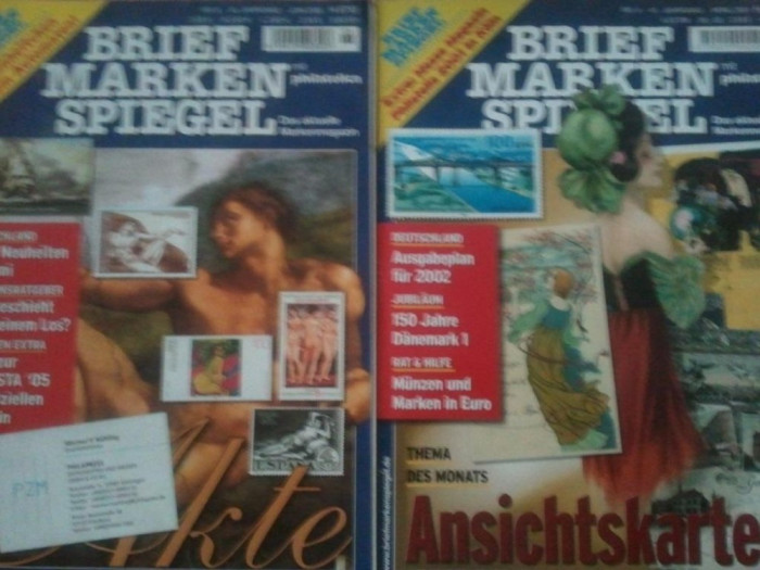Lot reviste Brief Marken Spiegel despre timbre Germania, full color + cadou alte reviste filatelice, 50 roni lotul, taxele postale zero roni
