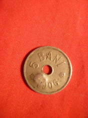 Moneda 5 Bani 1906 demonetizata cu marcajul de argint : delfini foto
