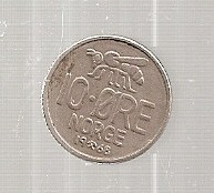 Moneda - Norvegia - 10 ORE 1968 foto