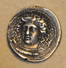 Moneda Tetradrahma 405 B.C. Sicily-Syracuza foto