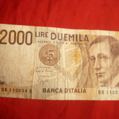 Bancnota 2000 Lire Italia 1990 ,cal.medie-buna