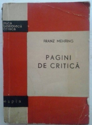 FRANZ MEHRING - PAGINI DE CRITICA foto
