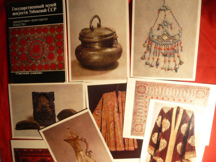 Carnet cu 14 Ilustrate - Covoare si Arta Uzbeka 1984 ,tiraj 20 000 ex.