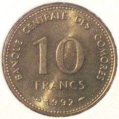 G4. INSULELE COMORE COMOROS 10 FRANCS 1992, 3.91 g., Aluminum-Bronze, 22.4 mm EXOTICA UNC ** foto