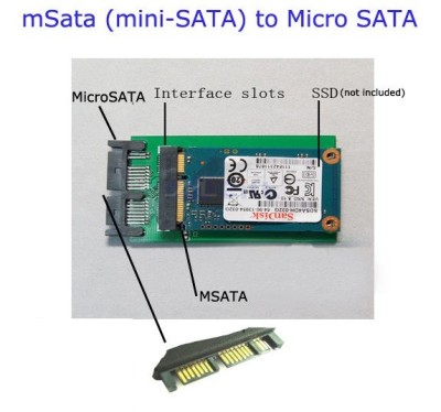 Adaptor convertor SSD mSATA - micro SATA (7+9 pini) mini SATA la micro SATA foto