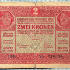 1681 BANCNOTA - AUSTRO-UNGARIA - 2 KORONA - anul 1917 -SERIA 315035 -starea care se vede