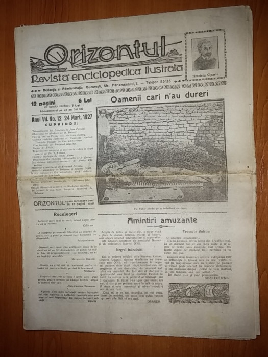revista orizontul 24 martie 1927 (revista enciclopedica ilustrata )