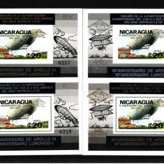 NICARAGUA 1980 ZEPPELIN -SUPRATIPAR AUR SI ARGINT- FOARTE RARE COTA MICHEL 200 EURO