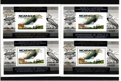 NICARAGUA 1980 ZEPPELIN -SUPRATIPAR AUR SI ARGINT- FOARTE RARE COTA MICHEL 200 EURO foto