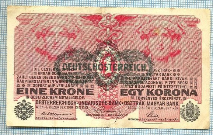 1700 BANCNOTA - AUSTRO-UNGARIA(a circulat si in TRANSILVANIA ocupata) - 1 KRONE - anul (1919) -SERIA 225143 - DEUTSCHOSTERREICH -starea care se vede