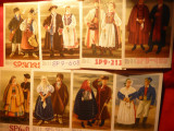 Set 16 Ilustrate Polonia ,anii &#039;50 Costume Pop ,Spec.pt.Radiotelegrafie , color, Necirculata, Printata