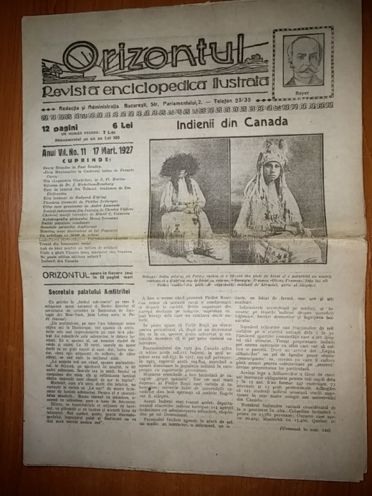 revista orizontul 17 martie 1927 ( revista enciclopedica ilustrata )