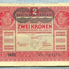 1695 BANCNOTA - AUSTRO-UNGARIA - 2 KORONA - anul 1917(1919) -SERIA 084570 -starea care se vede