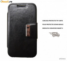 Husa Flip tip carte si Folie protectie ecran Vodafone Smart 3 Alcatel OT 975*** Livrare IMEDIATA*** foto