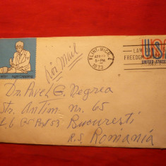 Plic circulat cu 2 Vignete Medicale ,Paste 1973 ,SUA-Romania ,Posta Aeriana
