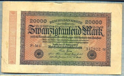 1772 BANCNOTA - GERMANIA - 20 000 MARK - anul 1923 -SERIA 347922 -starea care se vede foto