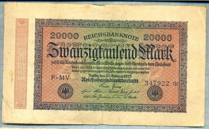 1772 BANCNOTA - GERMANIA - 20 000 MARK - anul 1923 -SERIA 347922 -starea care se vede