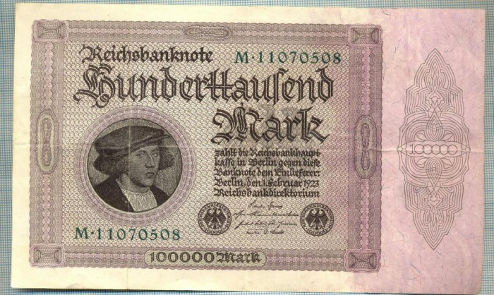 1753 BANCNOTA - GERMANIA - 100 000 MARK - anul 1923 -SERIA 11070508 -starea care se vede