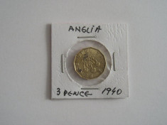 CMS1 - MONEDA ANGLIA - THREE PENCE EMISA IN ANUL 1940 foto