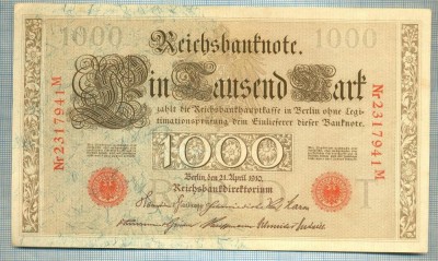 1763 BANCNOTA - GERMANIA - 1 000 MARK - anul 1910 -SERIA 2317941 -starea care se vede foto