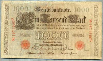 1760 BANCNOTA - GERMANIA - 1 000 MARK - anul 1910 -SERIA 1871660 -starea care se vede foto