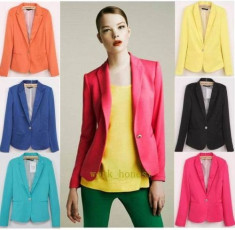 Sacou portocaliu orange blazer ZARA WOMAN jacheta scurta casual candy colors office slim fit nou cu eticheta de hartie, L 30 (mai am roz, albastru) foto