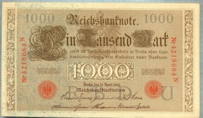 1759 BANCNOTA - GERMANIA - 1 000 MARK - anul 1910 -SERIA 4218684 -starea care se vede foto