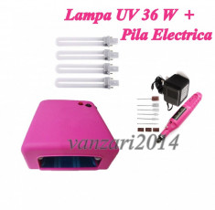 Pila Electrica +Lampa UV 36W pentru manichiura unghii false foto