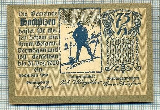 1847 BANCNOTA NOTGELD - AUSTRIA - 75 HELLER - anul 1920 -SERIA FARA -starea care se vede