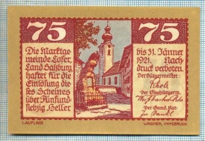 1840 BANCNOTA NOTGELD - AUSTRIA - 75 HELLER - anul 1921 -SERIA FARA -starea care se vede foto