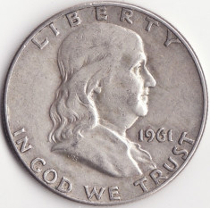 Moneda - Statele Unite ale Americii - 1/2 Dollar 1961 - D - Argint foto