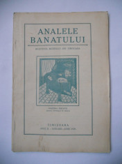 RARA BANAT- ANALELE BANATULUI, SERIA VECHE, TIMISOARA AN 2 IANUARIE-IUNIE, 1929 foto