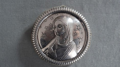 Icoana din argint pe suport de lemn - Guerrini-9 cm diametru foto