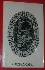 GHEORGHE ONEA - PIETRE DE VEGHE (VERSURI, editia princeps - 1977 / coperta N. NOBILESCU / tiraj 530 ex.) [dedicatie / autograf] foto