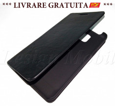 HUSA SAMSUNG GALAXY S2 SII I9100 S2 PLUS I9105 TOC FLIP COVER TIP CARTE PIELE PU NEGRU *** LIVRARE GRATUITA *** foto