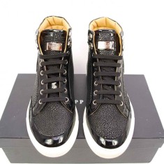 Ghete/Adidasi Barbati PHILIPP PLEIN Hi-top Sneakers din Piele Negru La Comanda foto