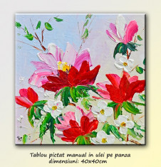 Aranjament floral (2) - tablou in cutit 40x40cm, livrare gratuita 24-48h foto