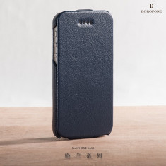 Husa / toc LUX piele naturala premium BOROFONE Grand, iPhone 5 / 5s, tip flip cover, culoare: albastru, LIVRARE GRATUITA prin Posta la plata in avans foto