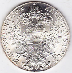 1) Austria Taler Thaler Maria Tereza Theresa S.F.=rebatere postuma dupa 1780 argint 28 grame,40 mm,a.UNC/UNC foto