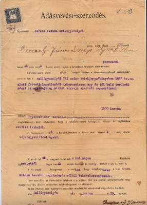 DOCUMENT 1911 PERICEI SALAJ CU TIMBRU FISCAL UNGARIA 4 pagini foto