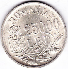12) 25000 lei 1946 argint 12 grame,0.700,a.UNC APROAPE NECIRCULATA foto
